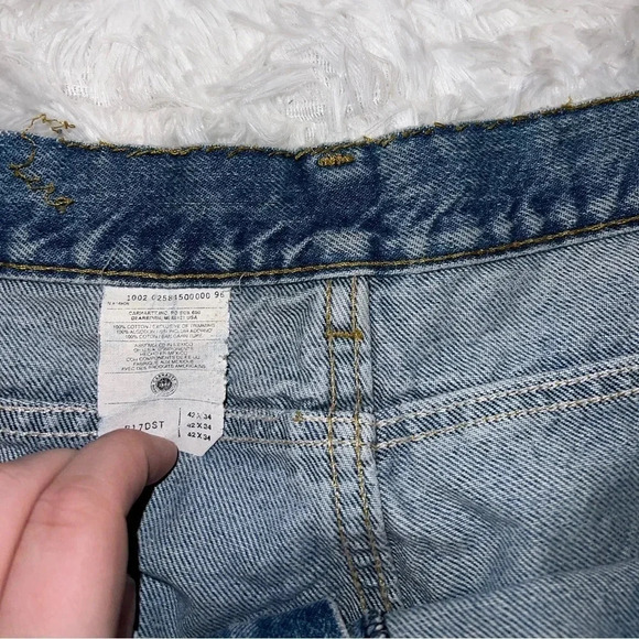 Carhartt Mens Jeans size 42 x 34 Light Wash Work Pants Vintage - Picture 8 of 9